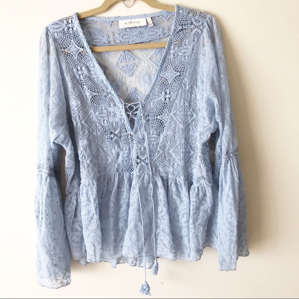 La Bellum by Hillary Scott Lace Crochet Blouse